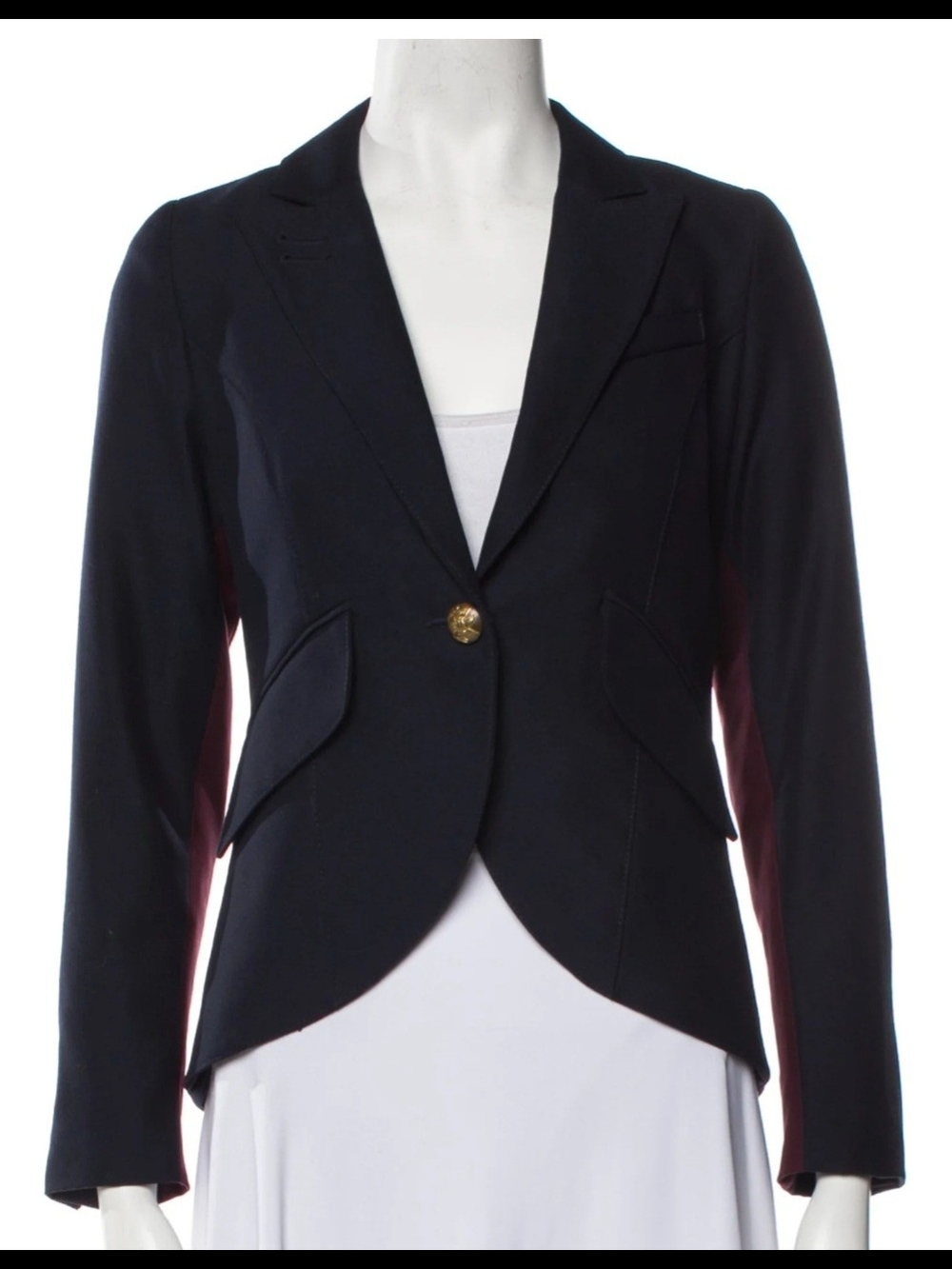 Smythe Black Blazer with Burgundy Side Panels